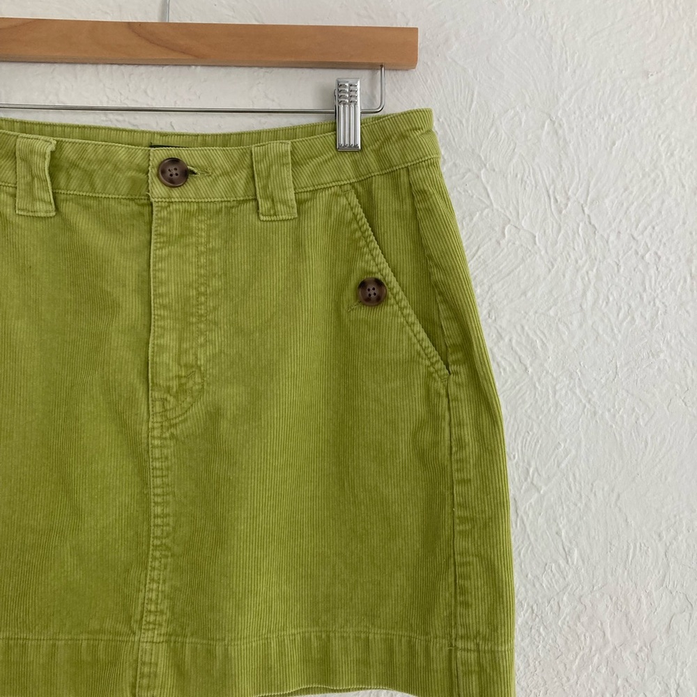 Chartreuse green corduroy mini skirt 4